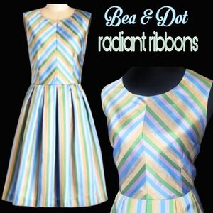 Modcloth Bea & Dot radiant ribbons chevron striped pastel fit n flare dress